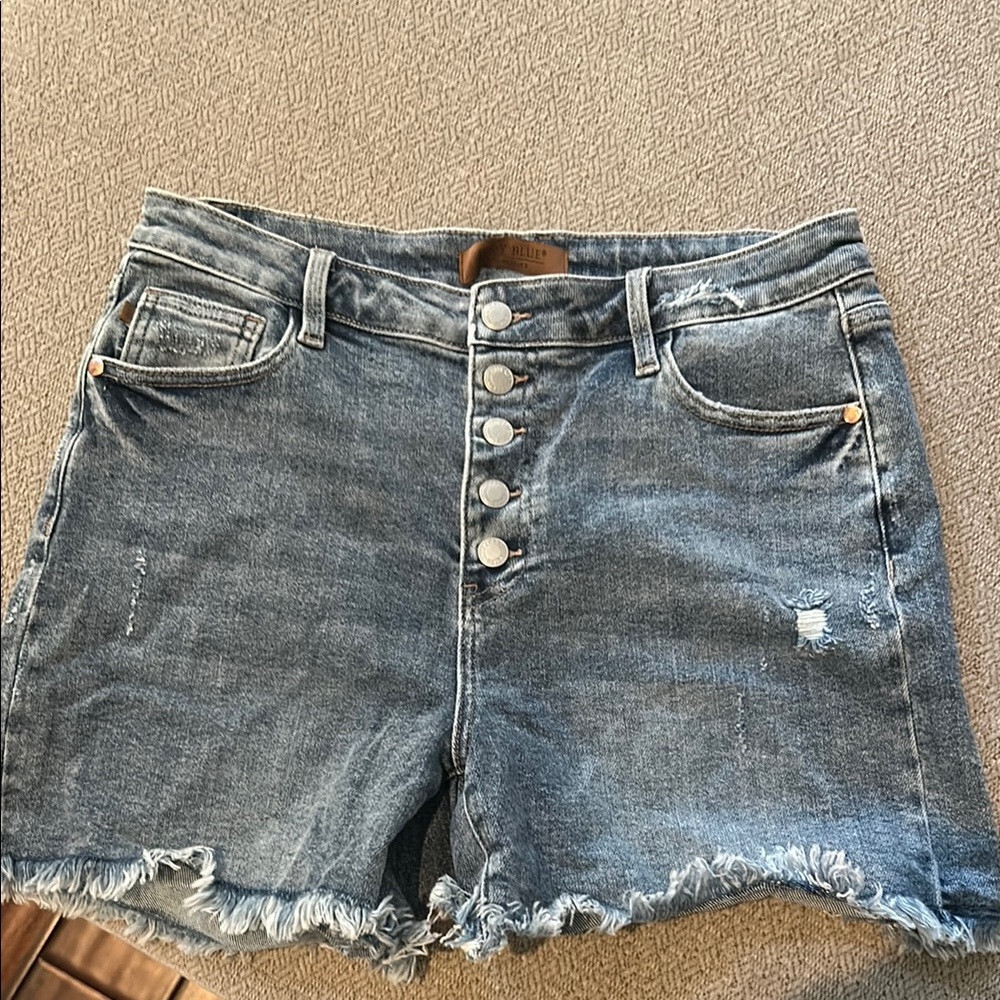 Judy Blue Jean Shorts Distressed Blue Denim